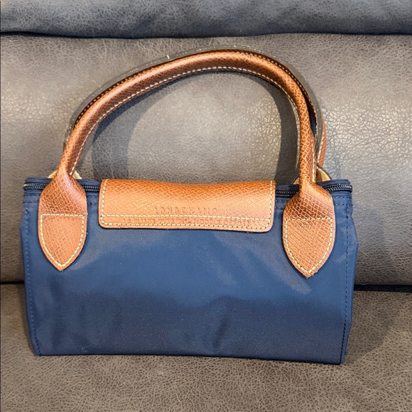 Longchamp Blue Tote with Brown Handles - Picture 8 of 10